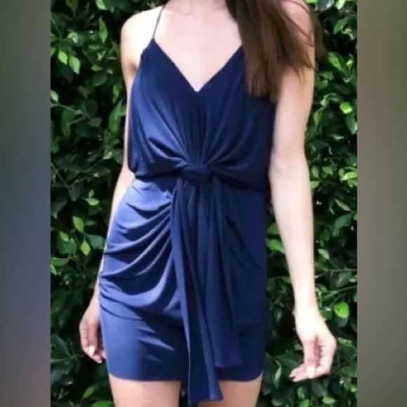 T-Bags Los Angeles Draped Midnight Blue Cocktail Dress Misa size Small - Picture 10 of 10